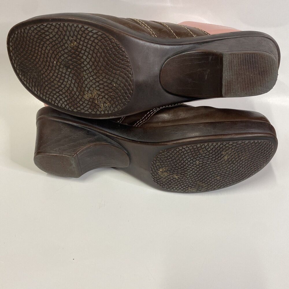 Naturalizer Brown Leather Clogs Women's Sz 10M Lial Mules S110 Metal Accents - Picture 12 of 15
